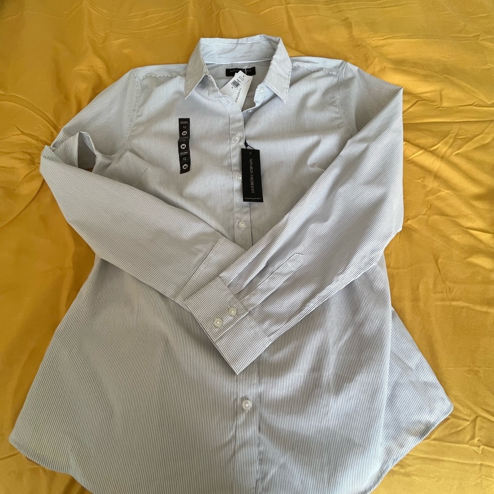 Banana Republic Women's Striped Button-Down Riley Shirt - Size 12